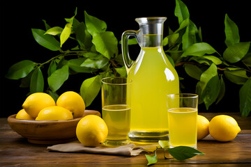 freshly squeezed lemon juice in small bowl. - obrazy, fototapety, plakaty