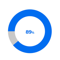 89 percent pie chart outline stroke vector illustration eps