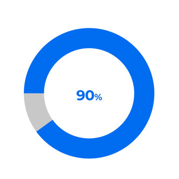 90 percent pie chart outline stroke vector illustration eps