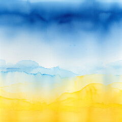 Vibrant watercolor blend of blue and yellow, resembling a bright summer sky meeting the ocean