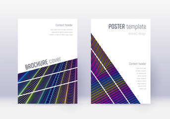 Geometric cover design template set. Rainbow abstr