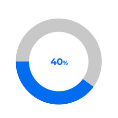 40 percent pie chart outline stroke vector illustration eps