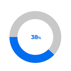 38 percent pie chart outline stroke vector illustration eps
