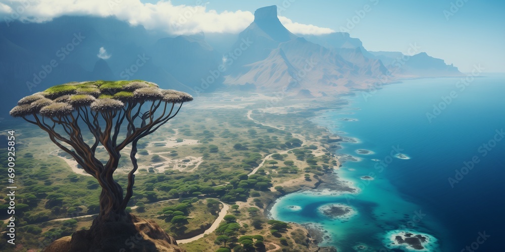 Poster aerial view to Socotra Island Yemen