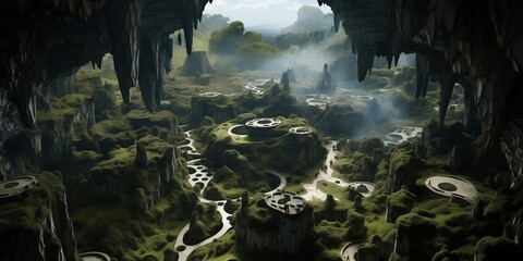 aerial view of a beautiful cave system