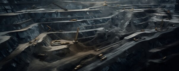 Top view of industrial terraces on mineral mines