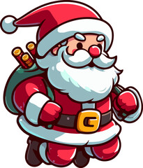 Picture of a cute Santa Claus who congratulates you on the New Year and the birth of Christ.