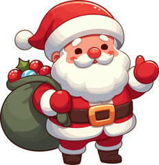 Picture of a cute Santa Claus who congratulates you on the New Year and the birth of Christ.
