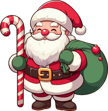 Picture of a cute Santa Claus who congratulates you on the New Year and the birth of Christ.