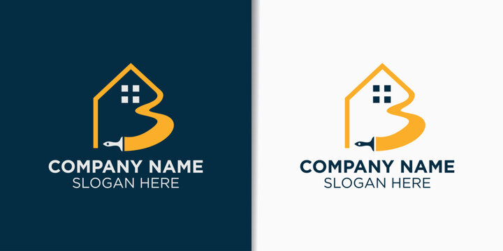 paint and home logo design concept, construction logo inspiration