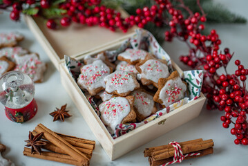 Background of gingerbread cookies 