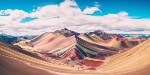 Wall murals Vinicunca top down view from drone to Vinicunca Peru