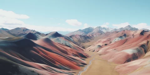 Washable wall murals Vinicunca top down view from drone to Vinicunca Peru