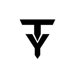 TY letter calligraphic Minimal monogram emblem style vector logo