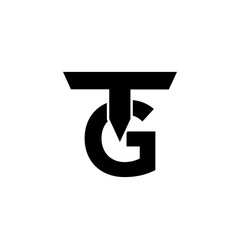 TG letter calligraphic Minimal monogram emblem style vector logo