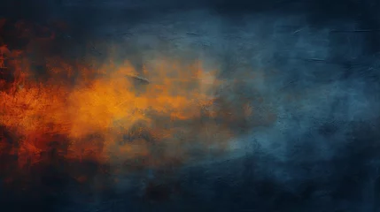 Foto auf Acrylglas an abstract background with an intriguing combination of midnight blues and fiery oranges, creating a sense of mystery and contrast. © Ahmad