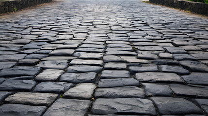 Background of stone-paved uneven track. Generative AI.