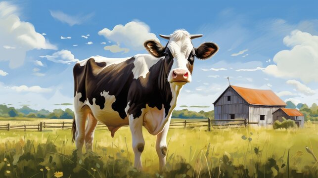 A cow on a farm