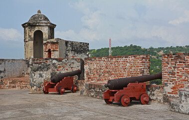 Festung San Felipe (Castillo San Felipe de Barajas) in Cartagena, Kolumbien - obrazy, fototapety, plakaty