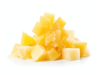 Cube pieces pineapple isolated on white background 