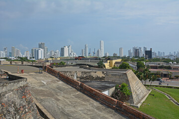 Festung San Felipe (Castillo San Felipe de Barajas) in Cartagena, Kolumbien - obrazy, fototapety, plakaty