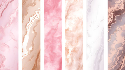 Elegant marble, stone texture. Watercolor, ink vector background collection with white, pink, ivory beige. Generative AI.