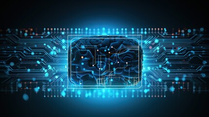 Abstract AI brain with circuit board background, representing artificial intelligence, machine learning, and technology concepts.