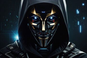 An anonymous hacker with the hoodie, Concept of Hacking, Cybersecurity, Cybercrime, and Cyberattack. generative AI