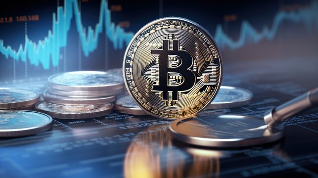 bitcoin market and cryptocurrency concepts  with beautiful bokeh background