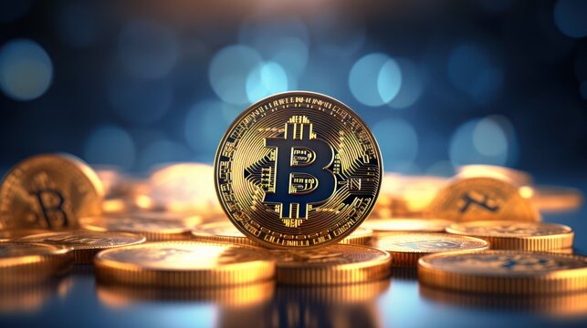 bitcoin market and cryptocurrency concepts  with beautiful bokeh background
