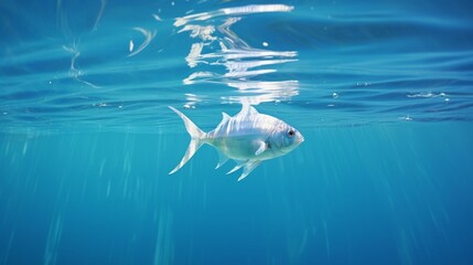 a solitary fish gliding through crystal clear waters, reflecting its elegance and the serenity of the ocean.