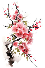 Naklejka premium Serenity in Blossom,Calligraphy art style