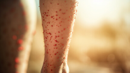 immune allergy on the skin on the leg. red spots on the legs