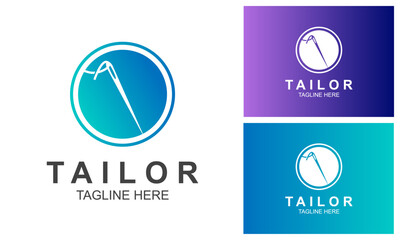 Tailoring Logo Design Template With Needle. - obrazy, fototapety, plakaty