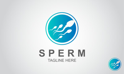 Negative Space Sperm Logo Design Template.