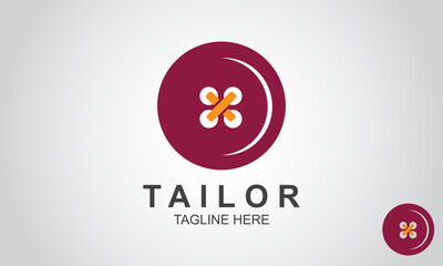 Tailor Logo Design Template With Clothes button. - obrazy, fototapety, plakaty