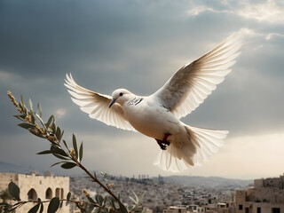 Obraz premium A dove with an olive branch