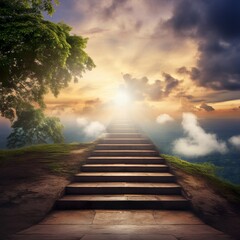 Stairway to the top of the hill for move forward and preparation for new business - Generative AI