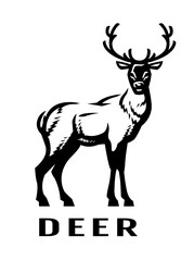 Deer logo. Black and White style.