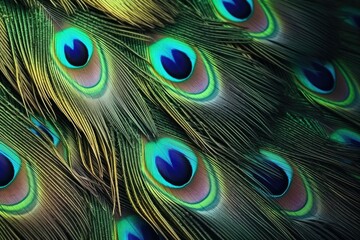 Obraz premium Peacock feathers closeup