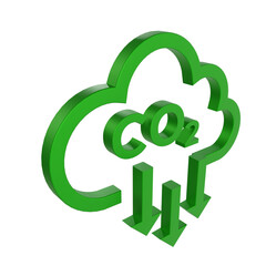 3d render CO2 emission reduction label. CO2 neutral