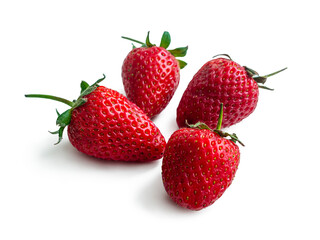 Ripe delicious strawberries on a white background