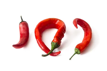 Foto op Plexiglas Three red hot chili pepper pods © roundex