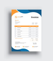Business stationery design payment agreement design template. Minimal Corporate Business Invoice design template Bill form price invoice. Creative invoice template vector.