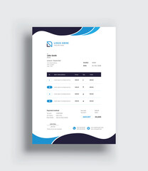 Business stationery design payment agreement design template. Minimal Corporate Business Invoice design template Bill form price invoice. Creative invoice template vector.