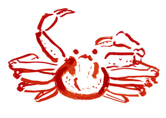 ズワイガニ和風手描きイラスト