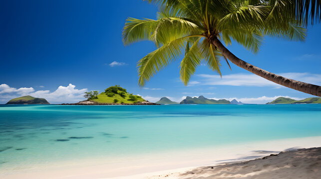 Beach and palm trees on a tropical island