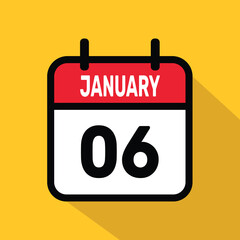 Calendar 6 January Vector illustration background design.