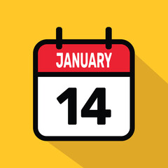 Calendar 14 January Vector illustration background design.