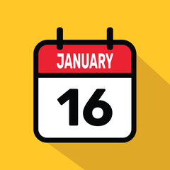 Calendar 16 January Vector illustration background design.